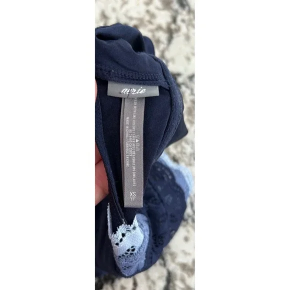 Aerie Blue Lace Back Bralette Bra XS‎ Extra Small Stretch Y Back wireless - Picture 3 of 4